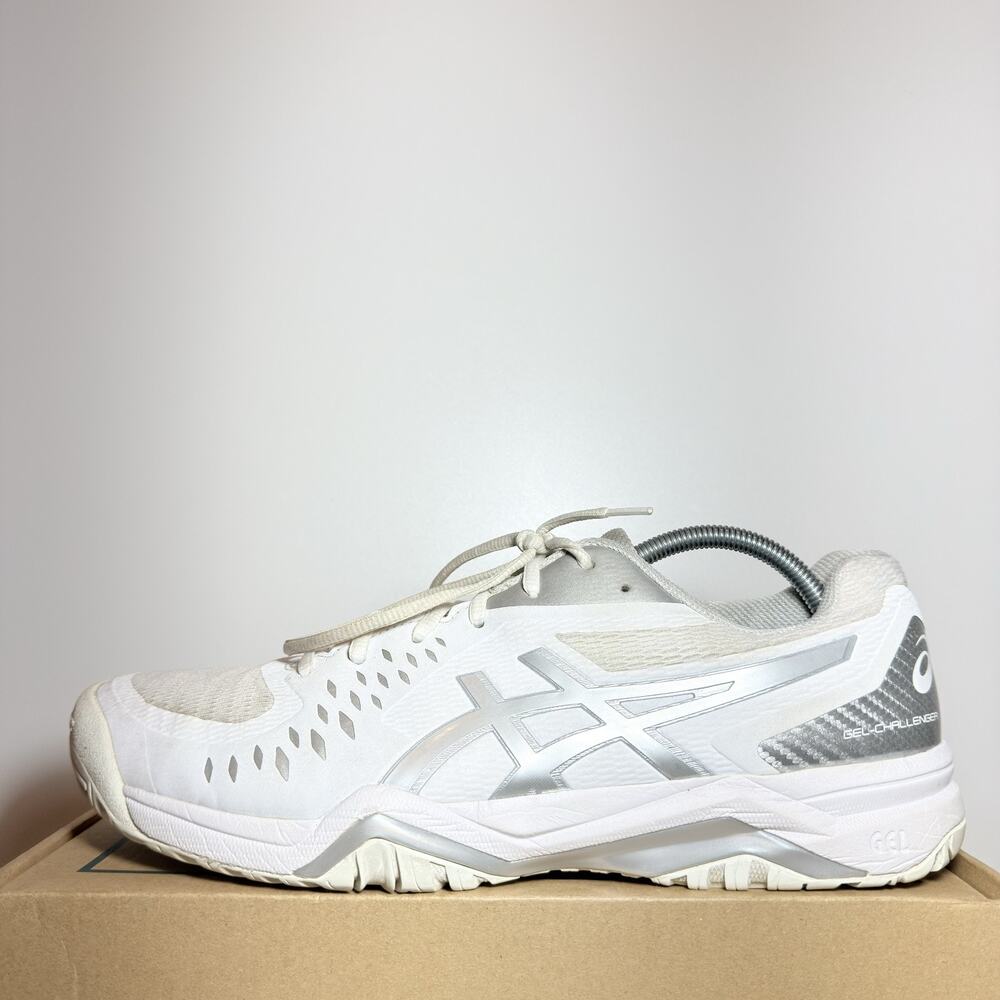 ASICS Gel Challenger 12 Mens Size 11.5 Tennis Shoes White Silver Court Sneakers